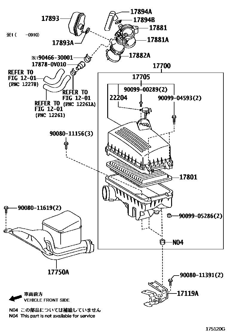 Toyota CAMRY Air Cleaner EPC diagram — 175120G