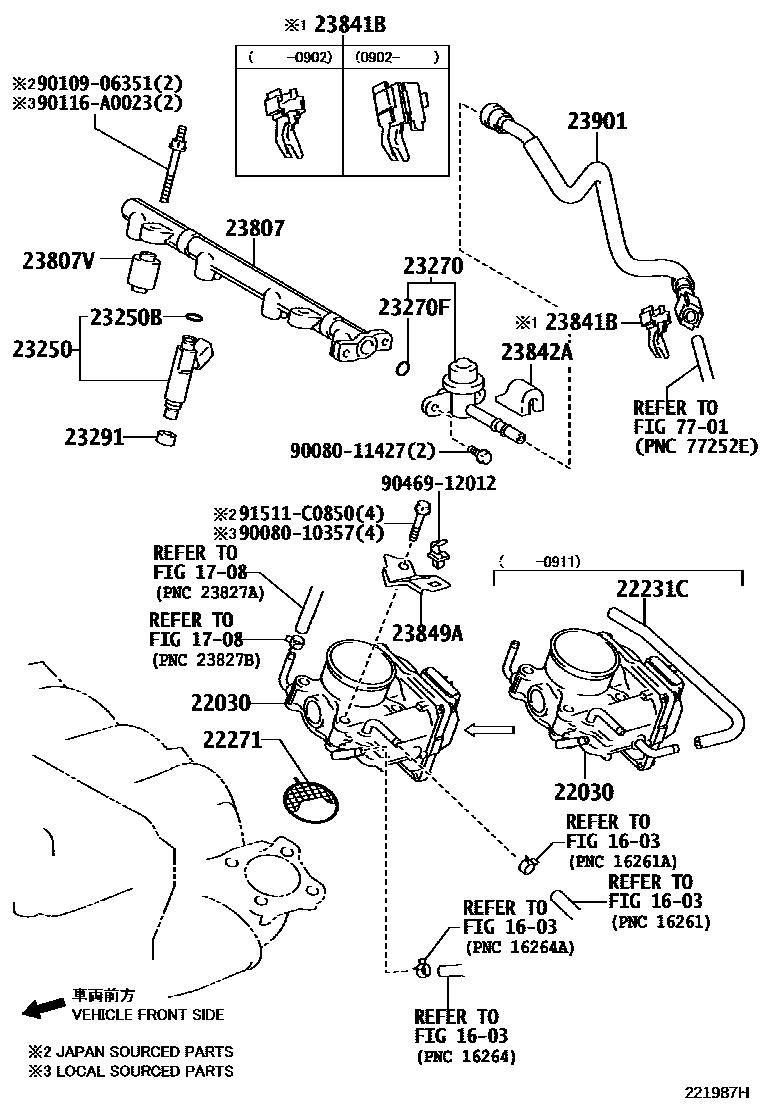 Toyota CAMRY 燃油喷射系统 EPC diagram — 221987H