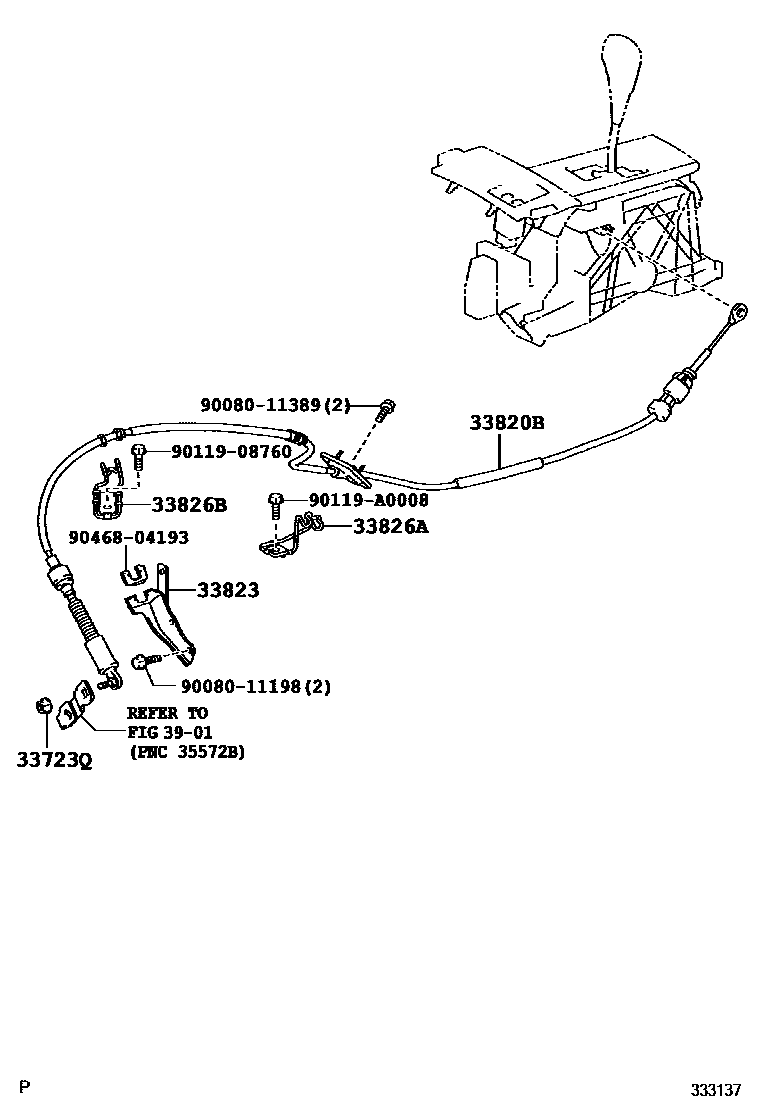 Toyota CAMRY Shift Lever & Retainer EPC diagram — 333137