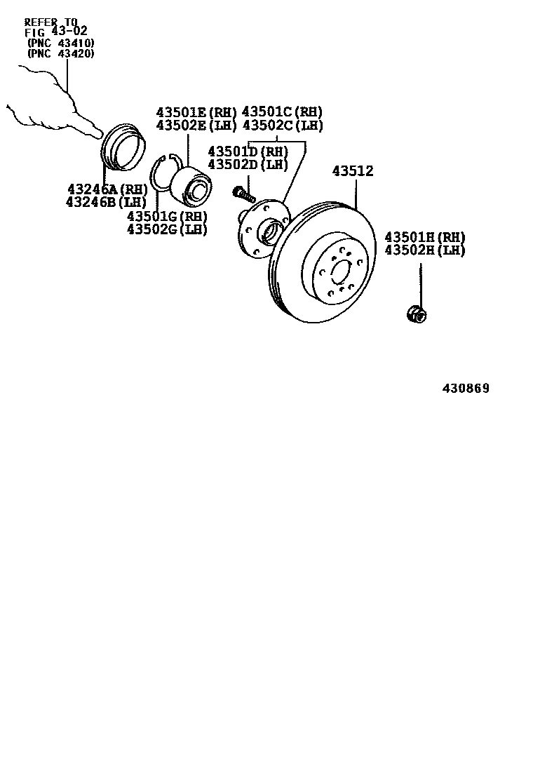 Toyota CAMRY Front Axle Hub EPC diagram — 430869