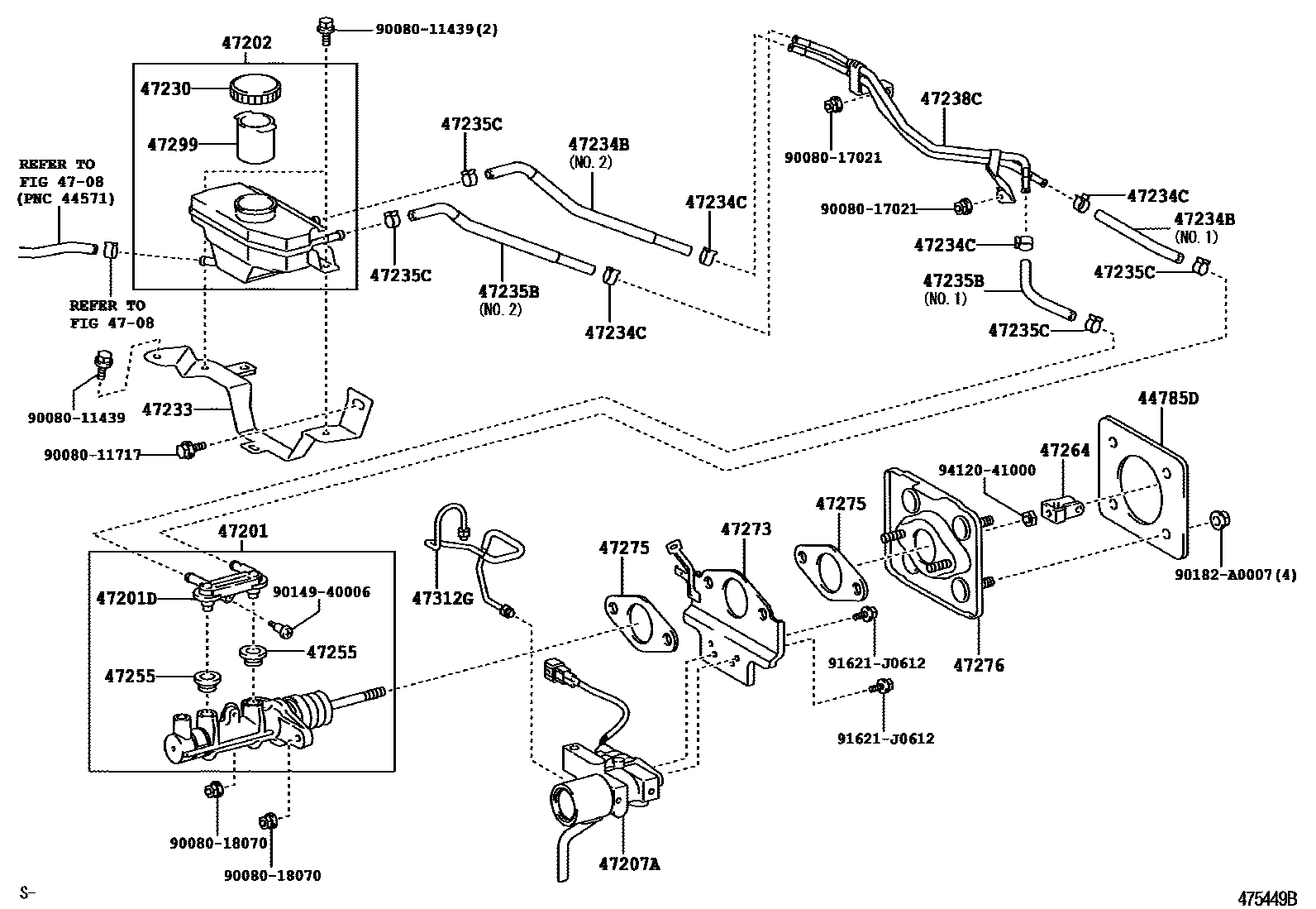 Toyota CAMRY 制动总泵 EPC diagram — 475449B
