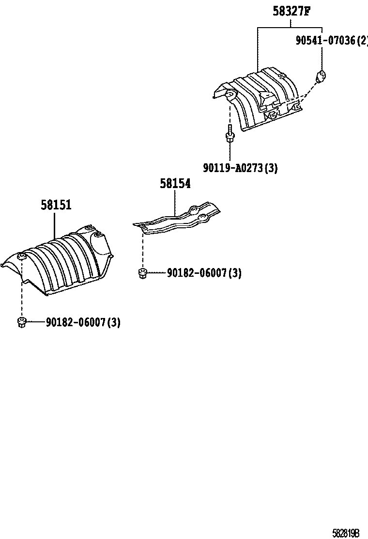 Toyota CAMRY 地板隔热垫 EPC diagram — 582819B