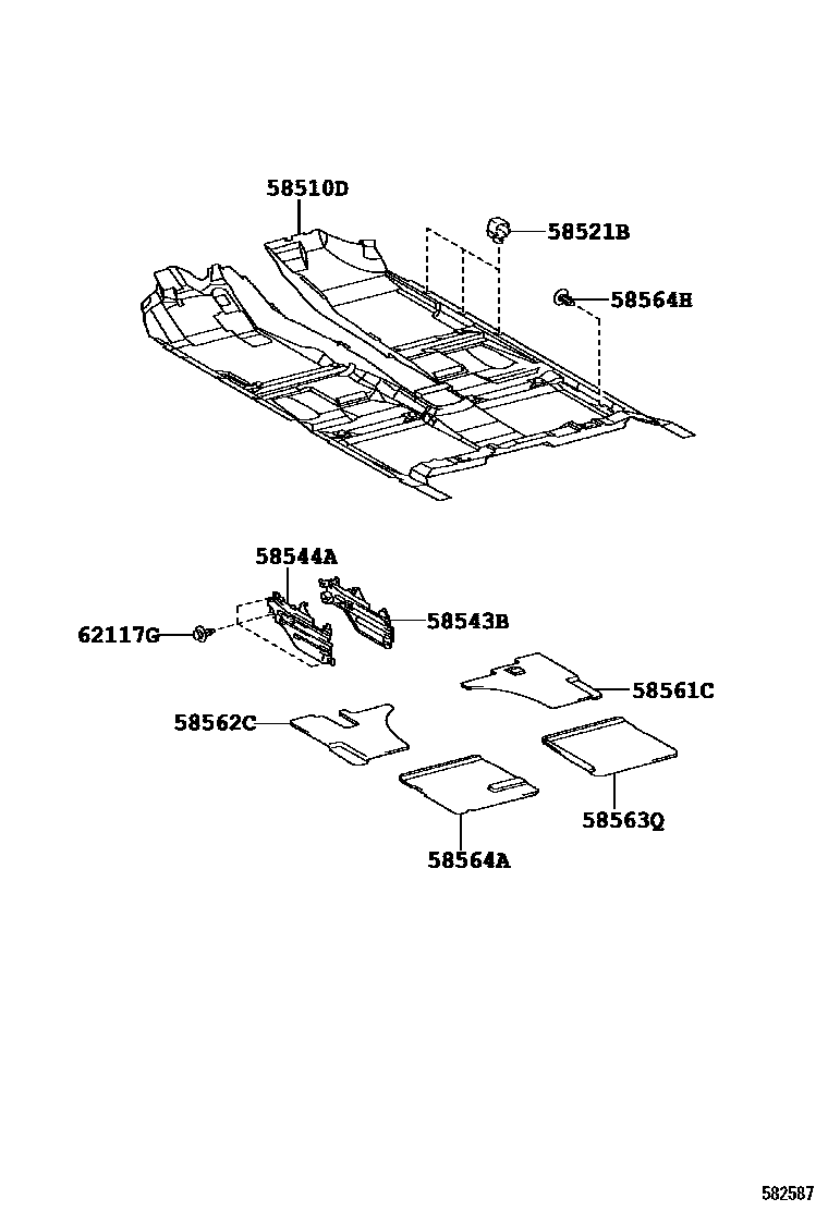 Toyota CAMRY 地板垫和地毯 EPC diagram — 582587