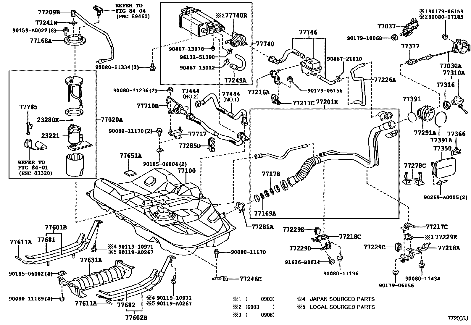 Toyota CAMRY 燃油箱和燃油管 EPC diagram — 772005J