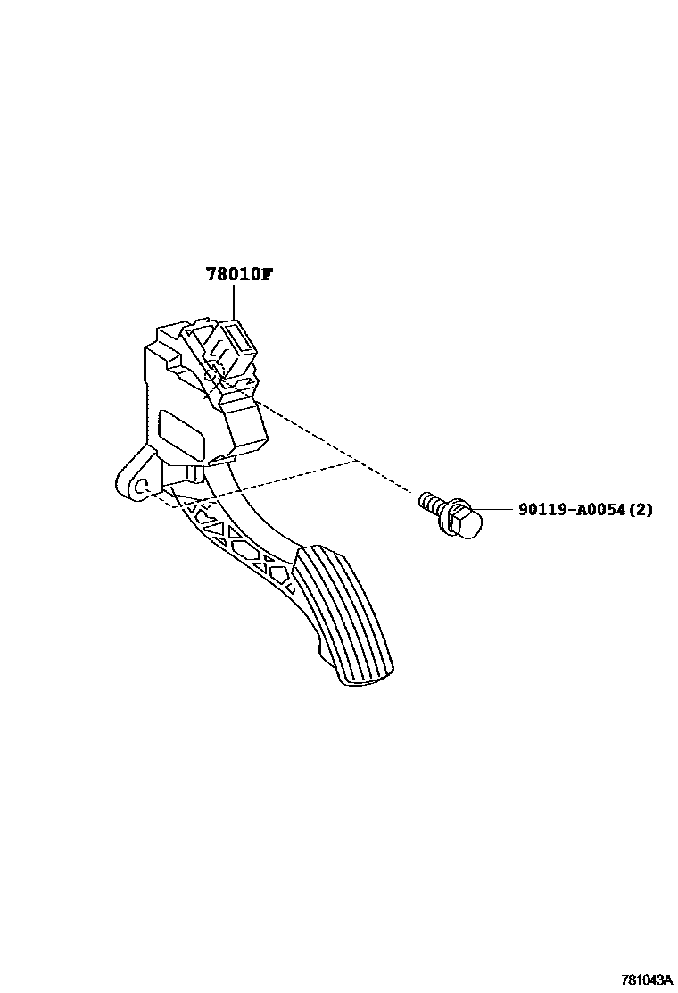 Toyota CAMRY accelerator pedal connecting rod EPC diagram — 781043A