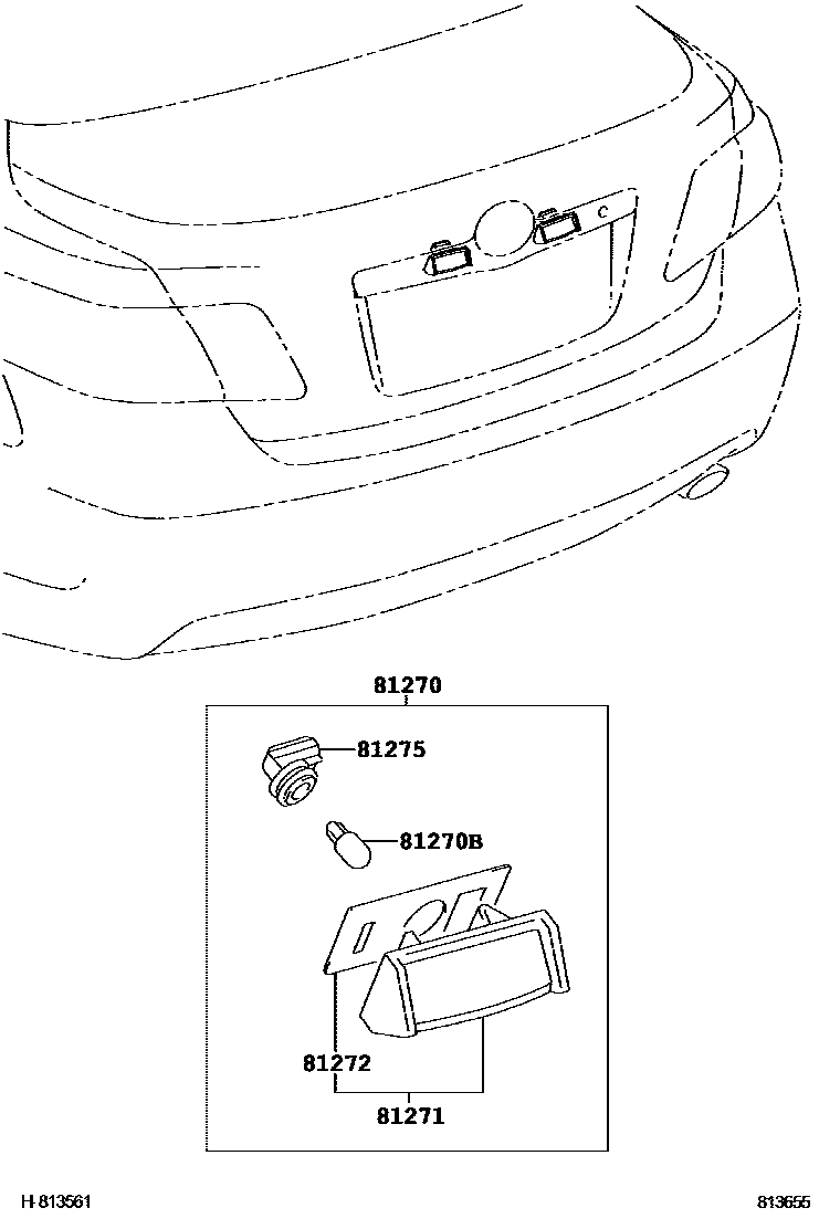 Toyota CAMRY 后牌照灯 EPC diagram — 813655