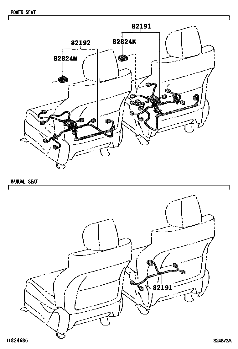 Toyota CAMRY 线束和卡夹 EPC diagram — 824873A