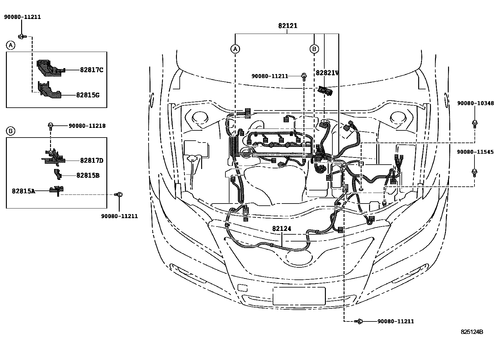 Toyota CAMRY 线束和卡夹 EPC diagram — 825124B