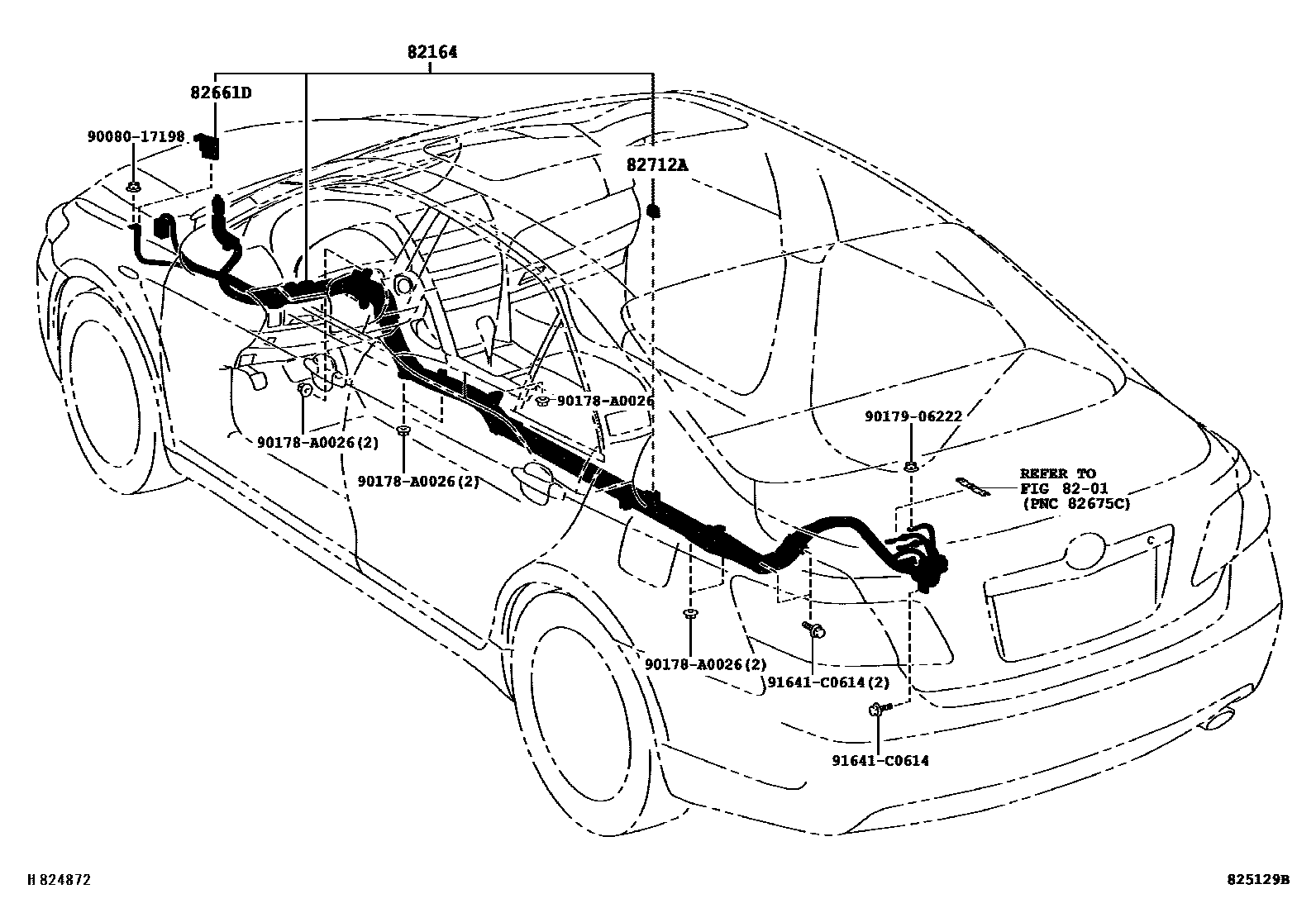 Toyota CAMRY 线束和卡夹 EPC diagram — 825129B