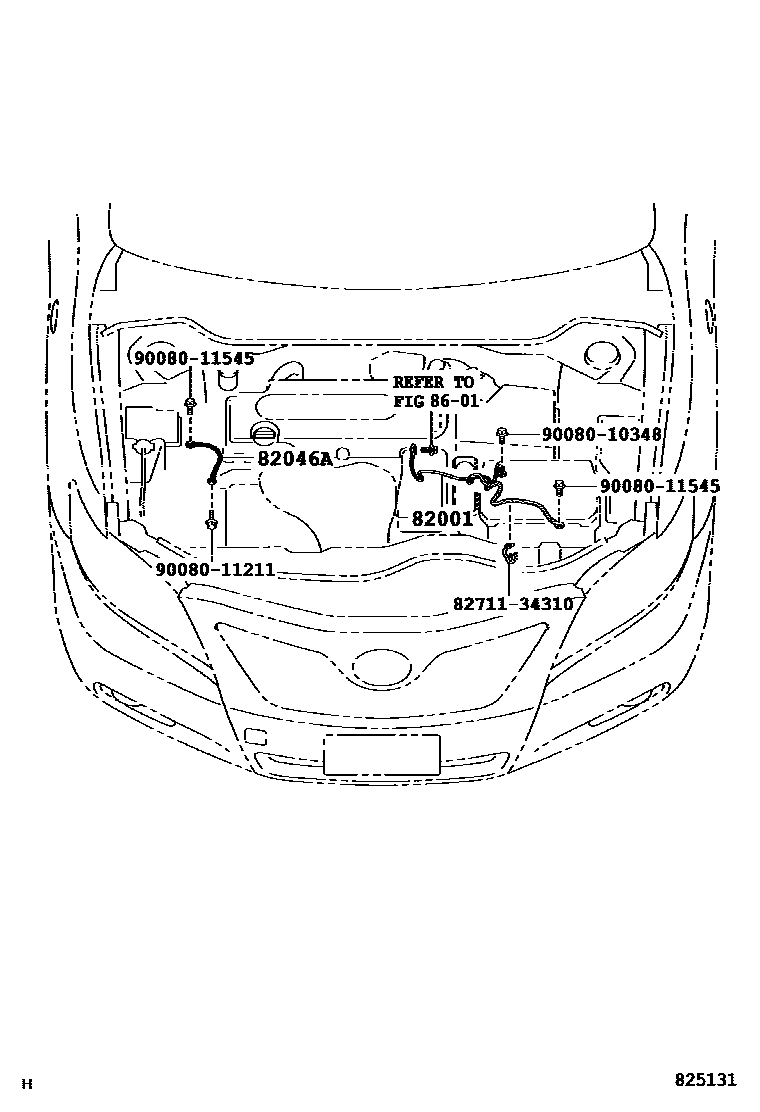 Toyota CAMRY 线束和卡夹 EPC diagram — 825131