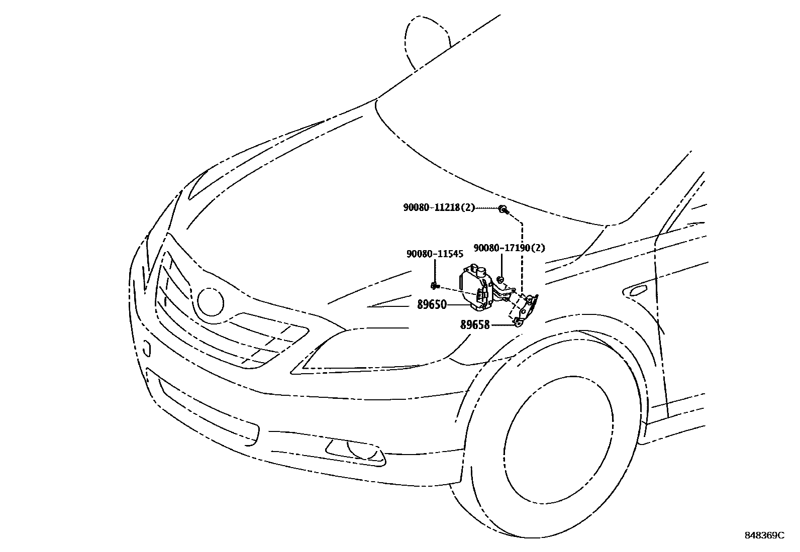 Toyota CAMRY 开关和继电器和ECU EPC diagram — 848369C