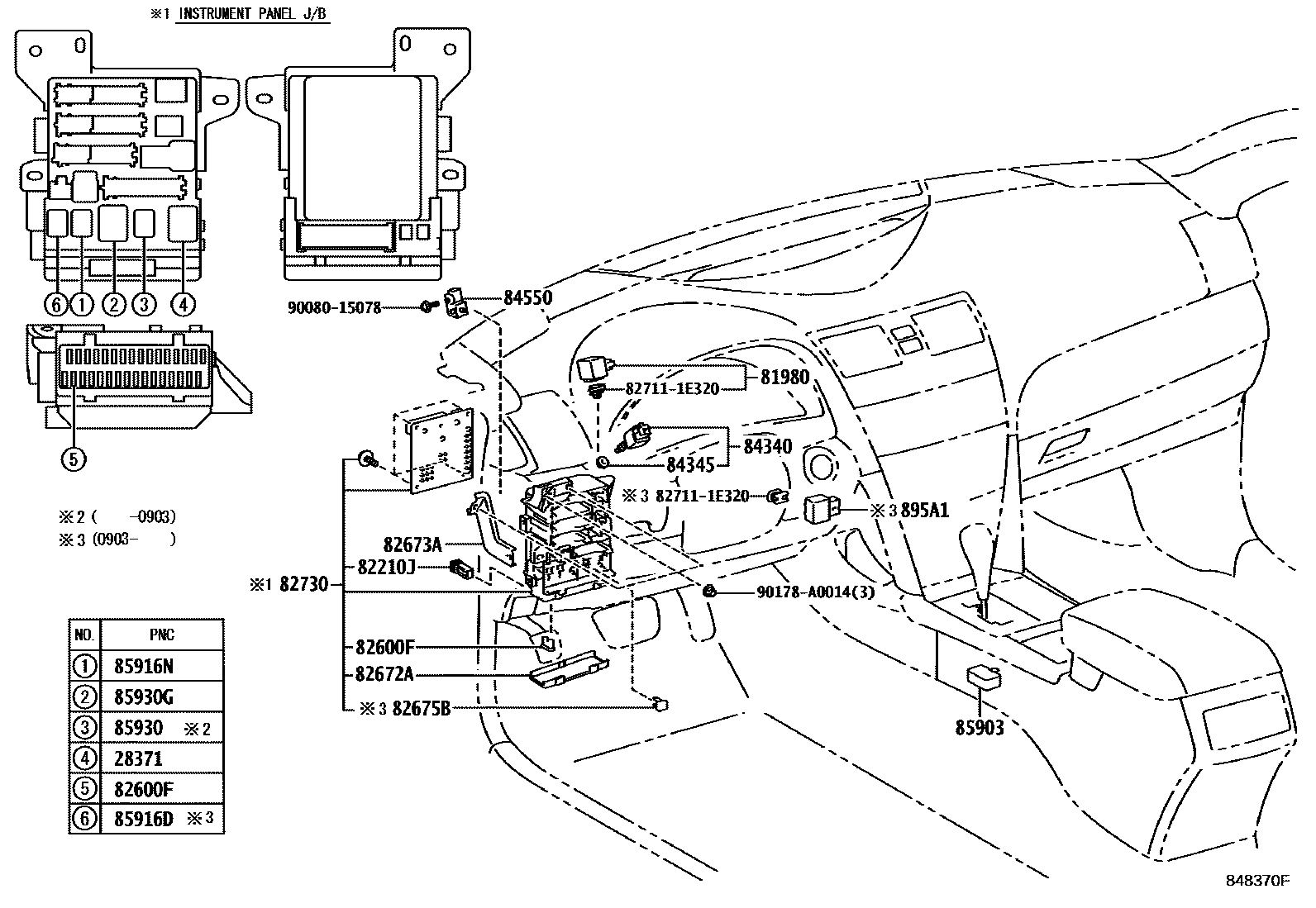 Toyota CAMRY 开关和继电器和ECU EPC diagram — 848370F