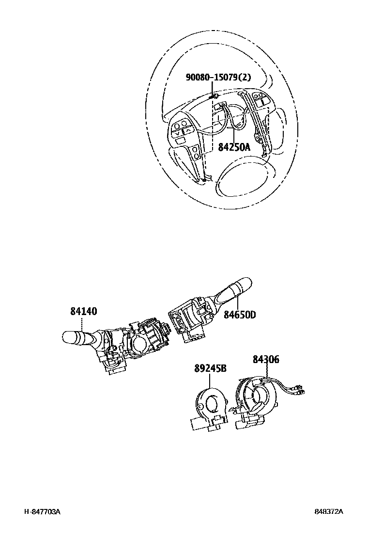 Toyota CAMRY 开关和继电器和ECU EPC diagram — 848372A
