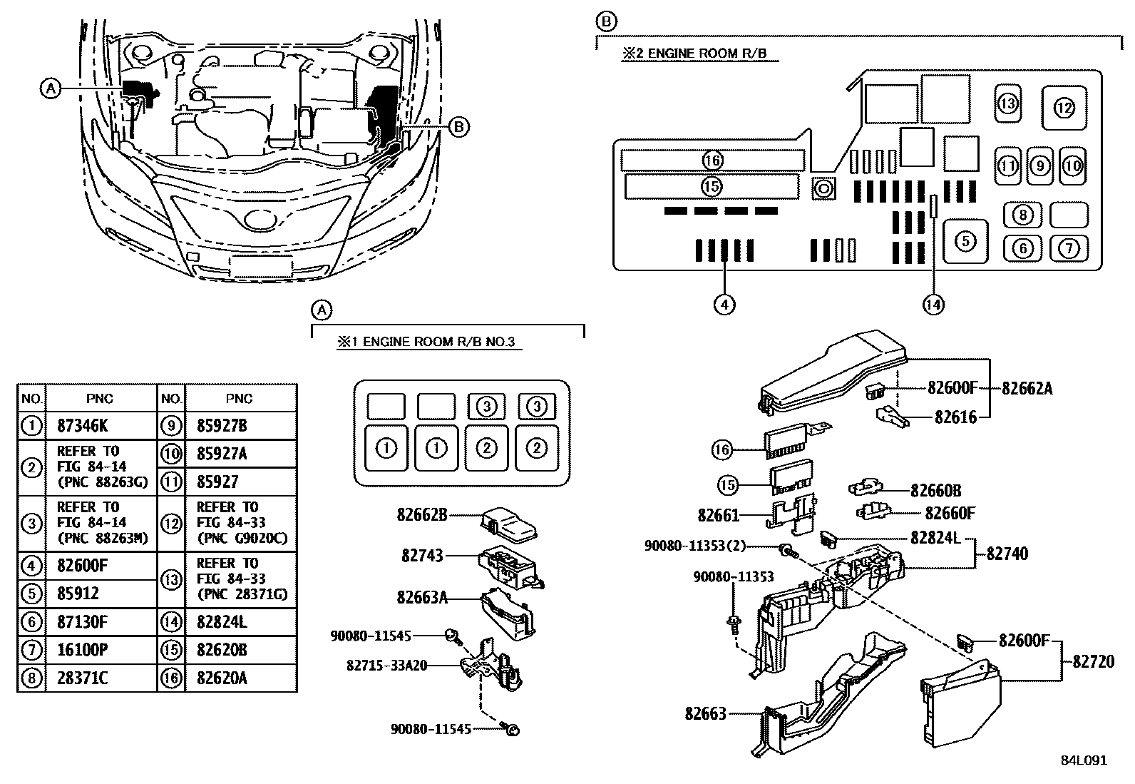 Toyota CAMRY 开关和继电器和ECU EPC diagram — 84L091
