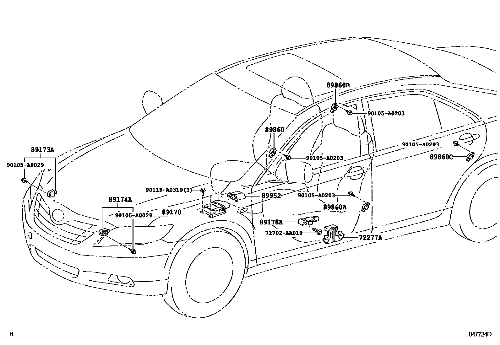 Toyota CAMRY 空气囊 EPC diagram — 847724D