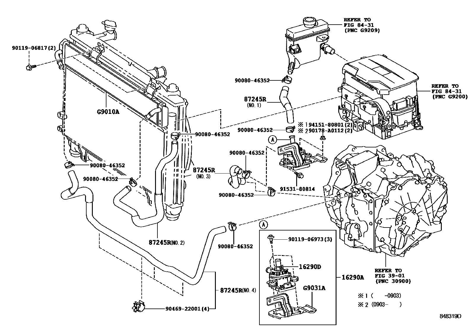 Toyota CAMRY 逆变器冷却系统 EPC diagram — 848319D