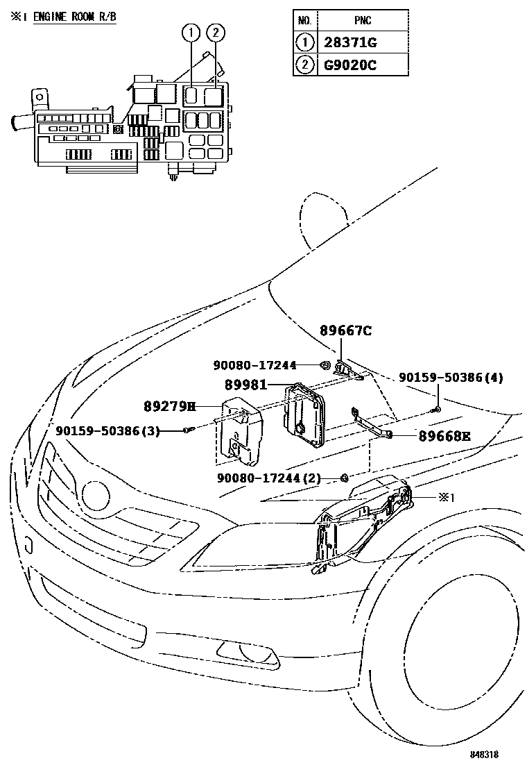 Toyota CAMRY HV控制ECU EPC diagram — 848318