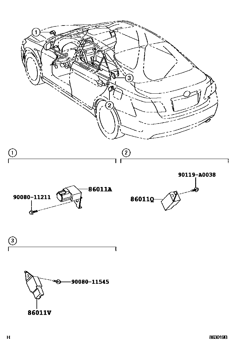 Toyota CAMRY 收音机、放大器和冷凝器 EPC diagram — 863019B