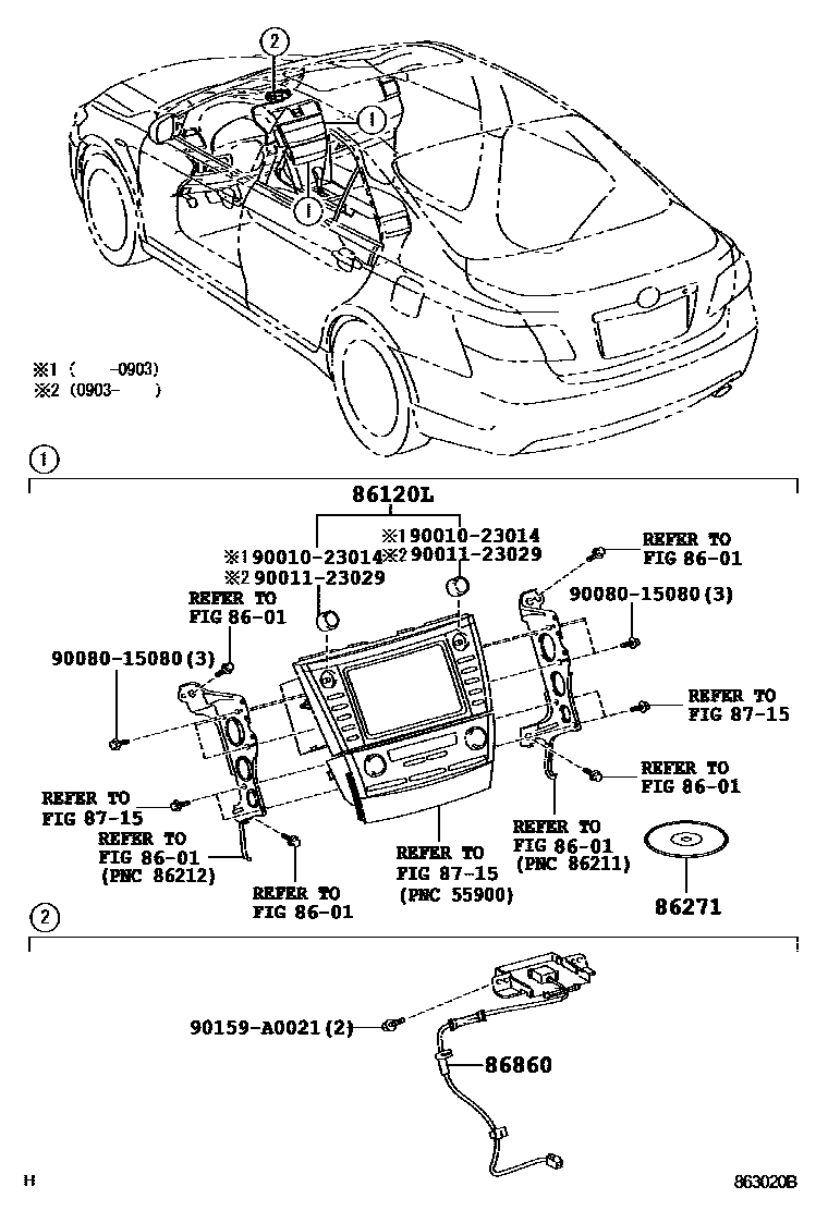 Toyota CAMRY 导航和前监视器显示屏 EPC diagram — 863020B
