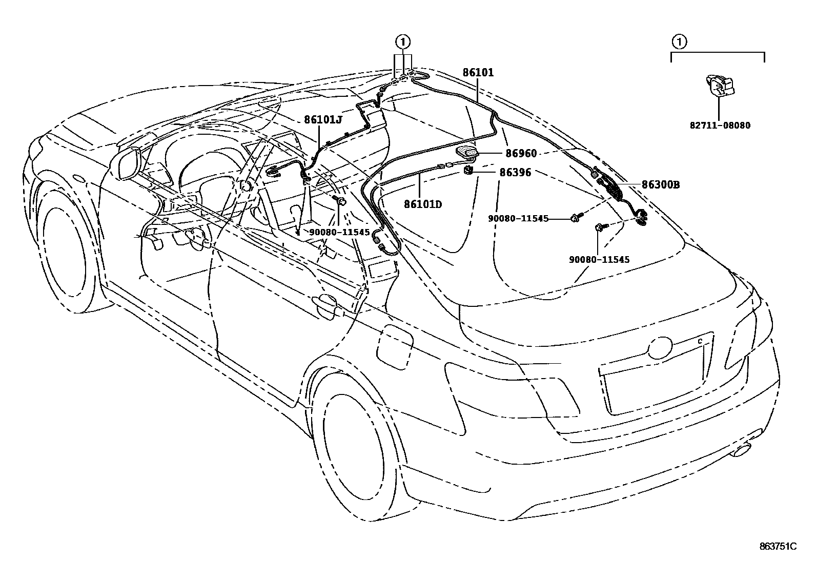 Toyota CAMRY antenna EPC diagram — 863751C
