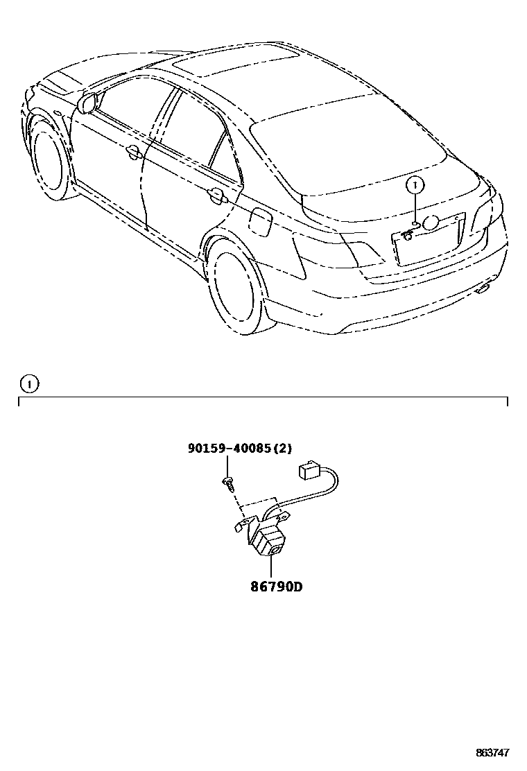 Toyota CAMRY 倒车影像和摄像头 EPC diagram — 863747