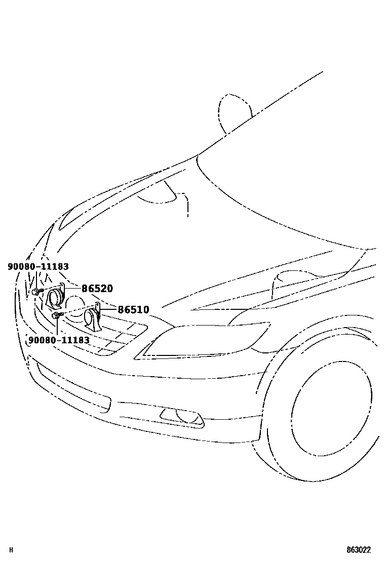 Toyota CAMRY 喇叭 EPC diagram — 863022