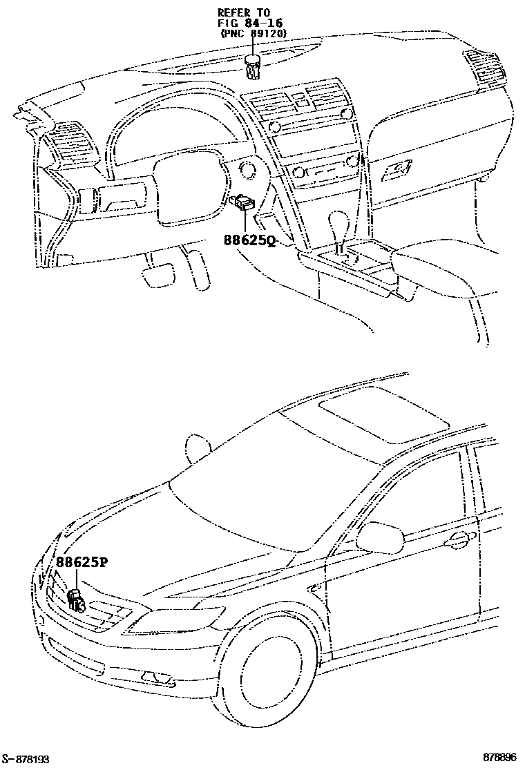 Toyota CAMRY 暖风和空调系统 - 控制器和风管 EPC diagram — 878896