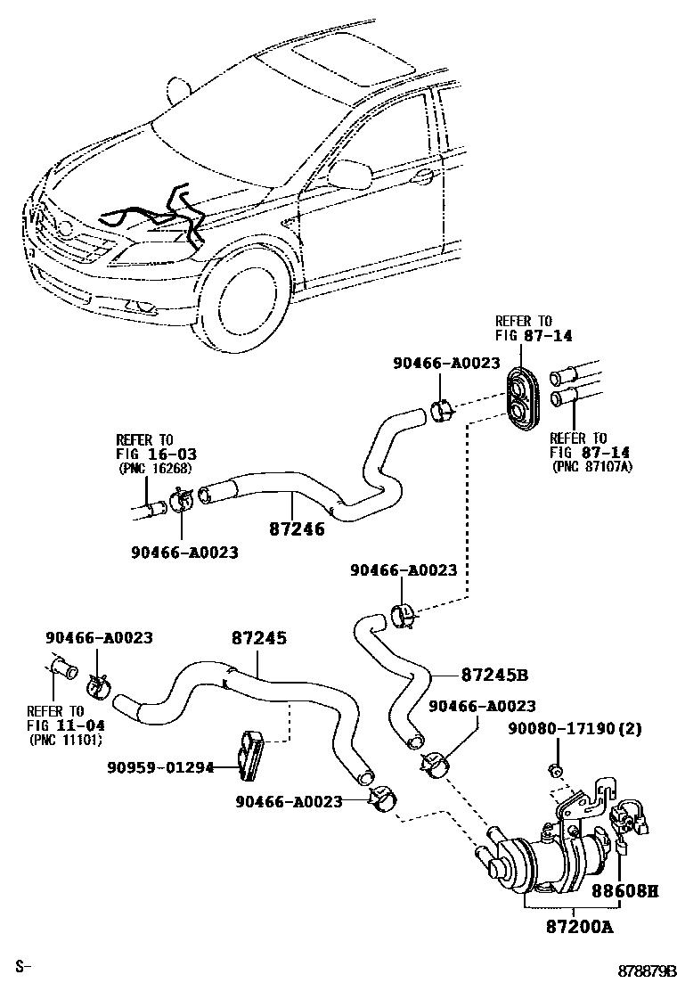 Toyota CAMRY 暖风和空调系统 - 水管 EPC diagram — 878879B