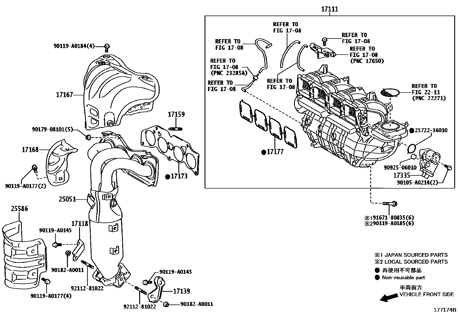 Toyota CAMRY Manifold EPC diagram — 177174B