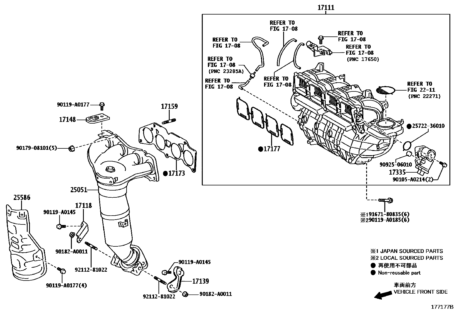 Toyota CAMRY Manifold EPC diagram — 177177B