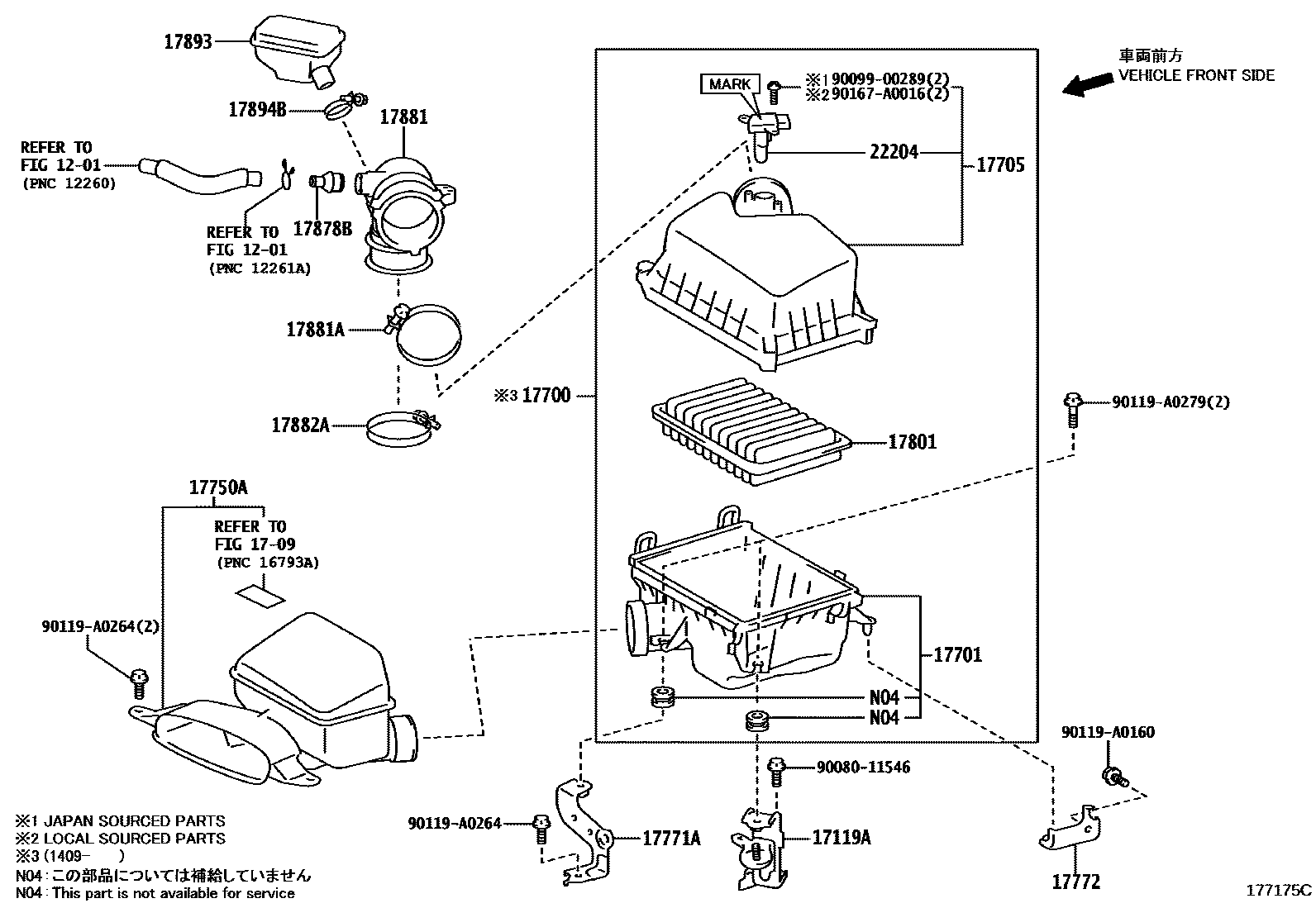 Toyota CAMRY Air Cleaner EPC diagram — 177175C