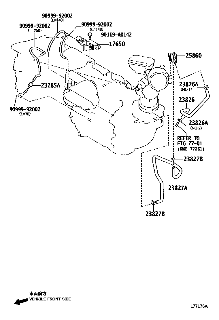 Toyota CAMRY vacuum tube EPC diagram — 177176A