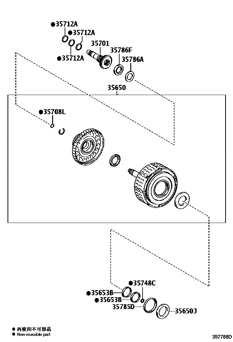 Toyota CAMRY 制动带和多片式离合器(ATM) EPC diagram — 357788D