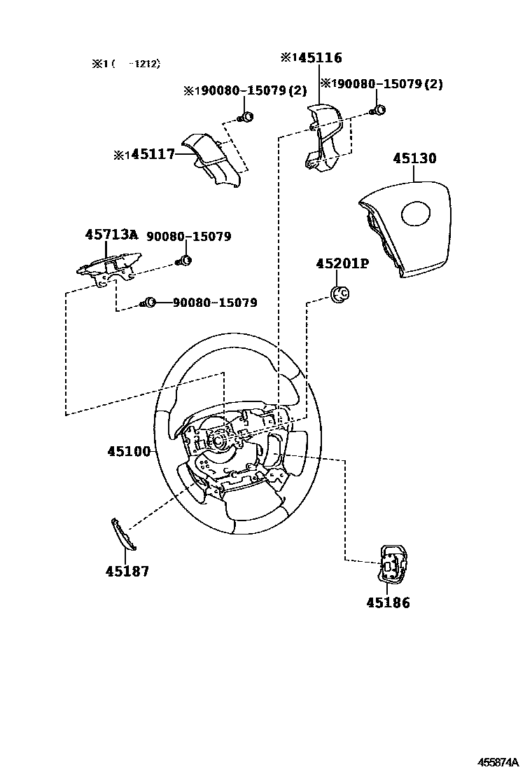 Toyota CAMRY Steering Wheel EPC diagram — 455874A