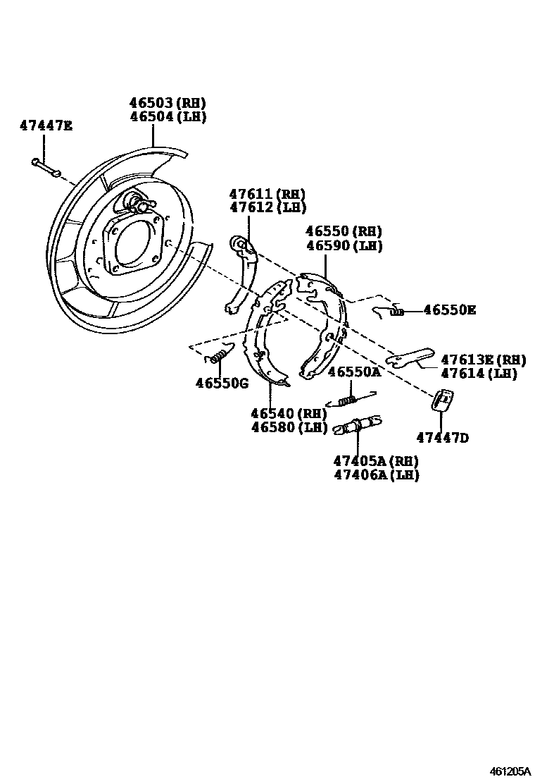 Toyota CAMRY Parking Brake & Cable EPC diagram — 461205A