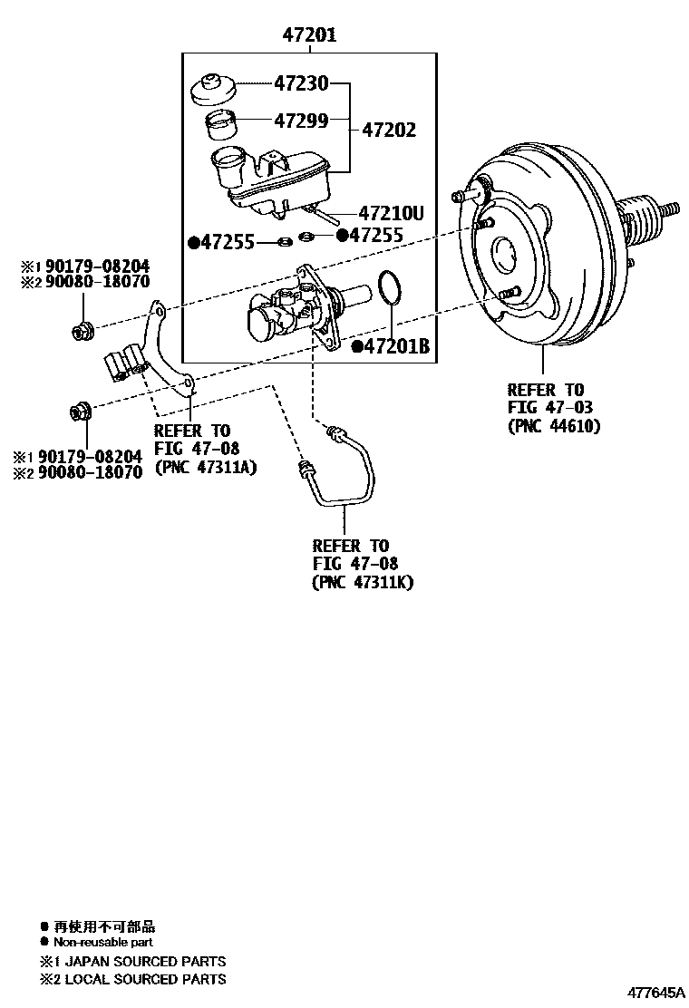 Toyota CAMRY 制动总泵 EPC diagram — 477645B