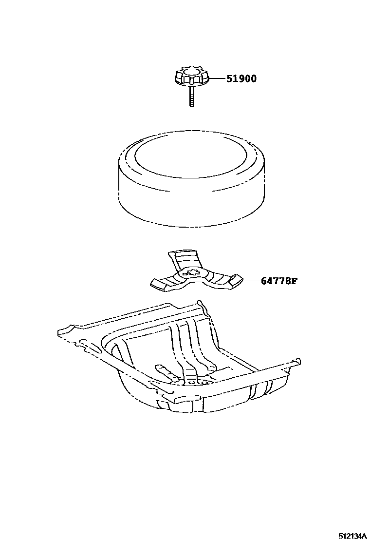 Toyota CAMRY Spare tire rack EPC diagram — 512134A