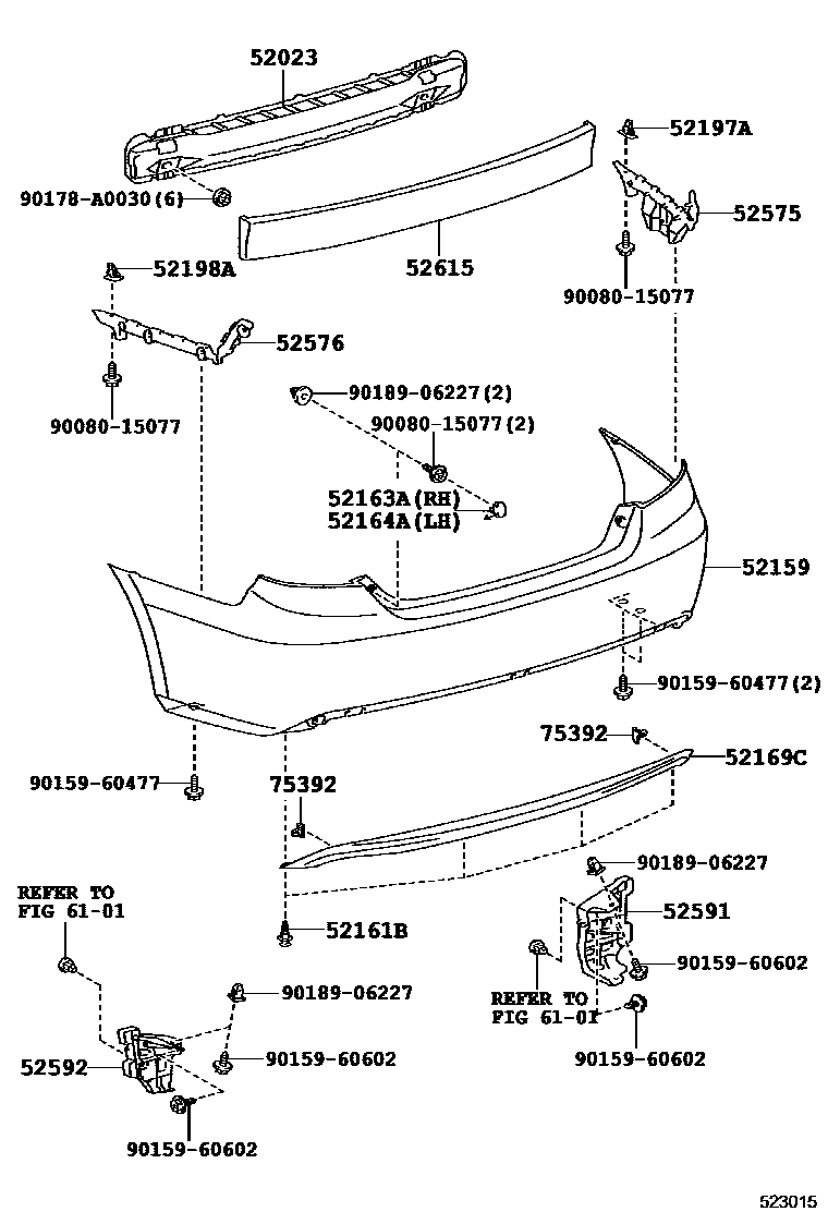 Toyota CAMRY 后保险杠及附件 EPC diagram — 523015
