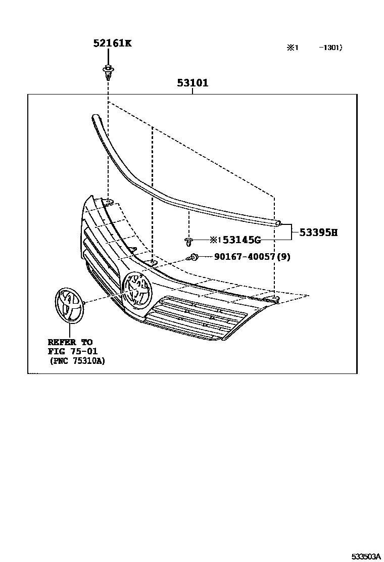Toyota CAMRY radiator grille EPC diagram — 533503A
