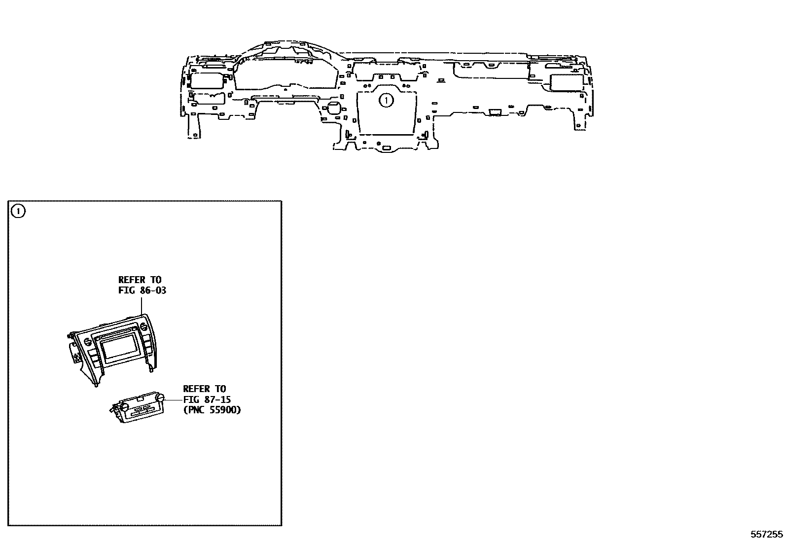 Toyota CAMRY 仪表板和手套箱 EPC diagram — 557255