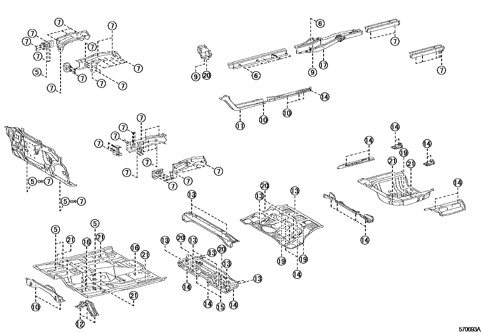 Toyota CAMRY hole plug EPC diagram — 570693A