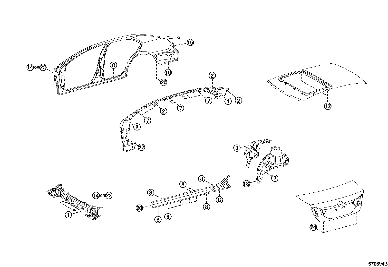 Toyota CAMRY hole plug EPC diagram — 570694B