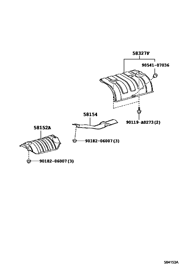 Toyota CAMRY 地板隔热垫 EPC diagram — 584153A