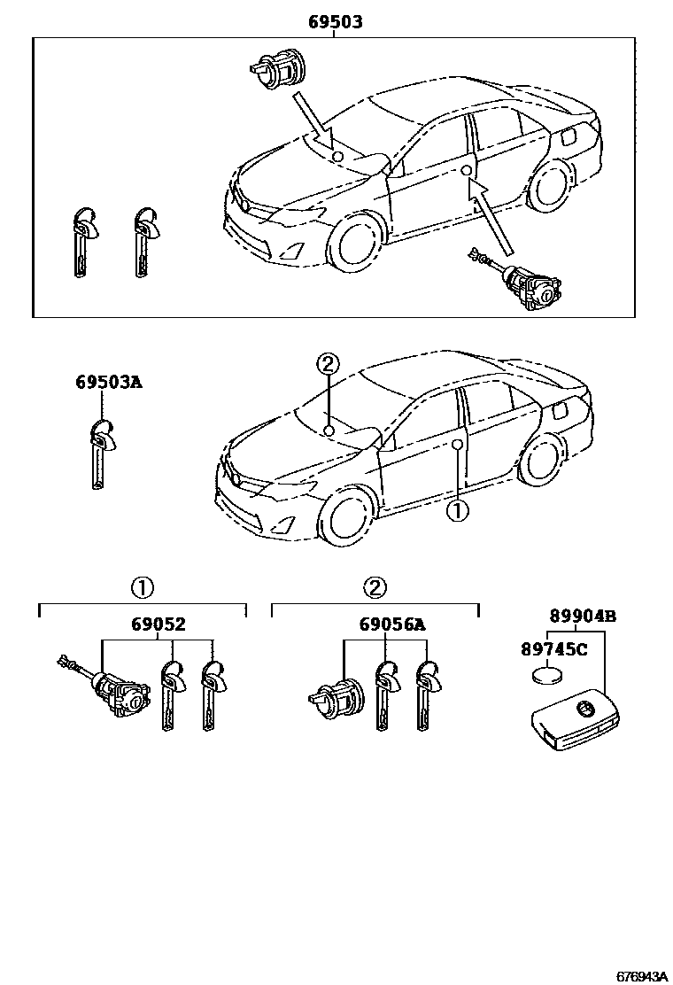 Toyota CAMRY 锁芯组件 EPC diagram — 676943A