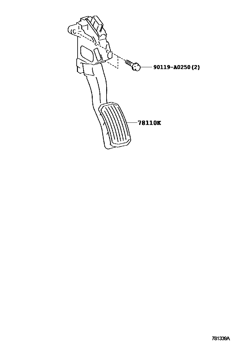 Toyota CAMRY accelerator pedal connecting rod EPC diagram — 781339A