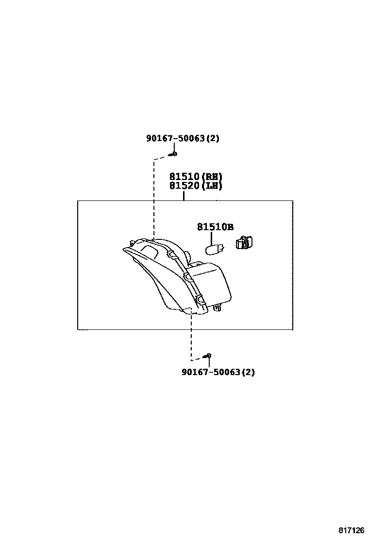 Toyota CAMRY 前转向灯 EPC diagram — 817126