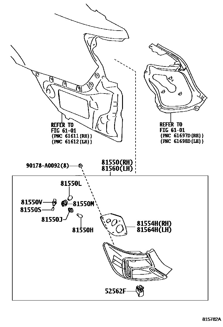 Toyota CAMRY 后组合灯 EPC diagram — 815782A