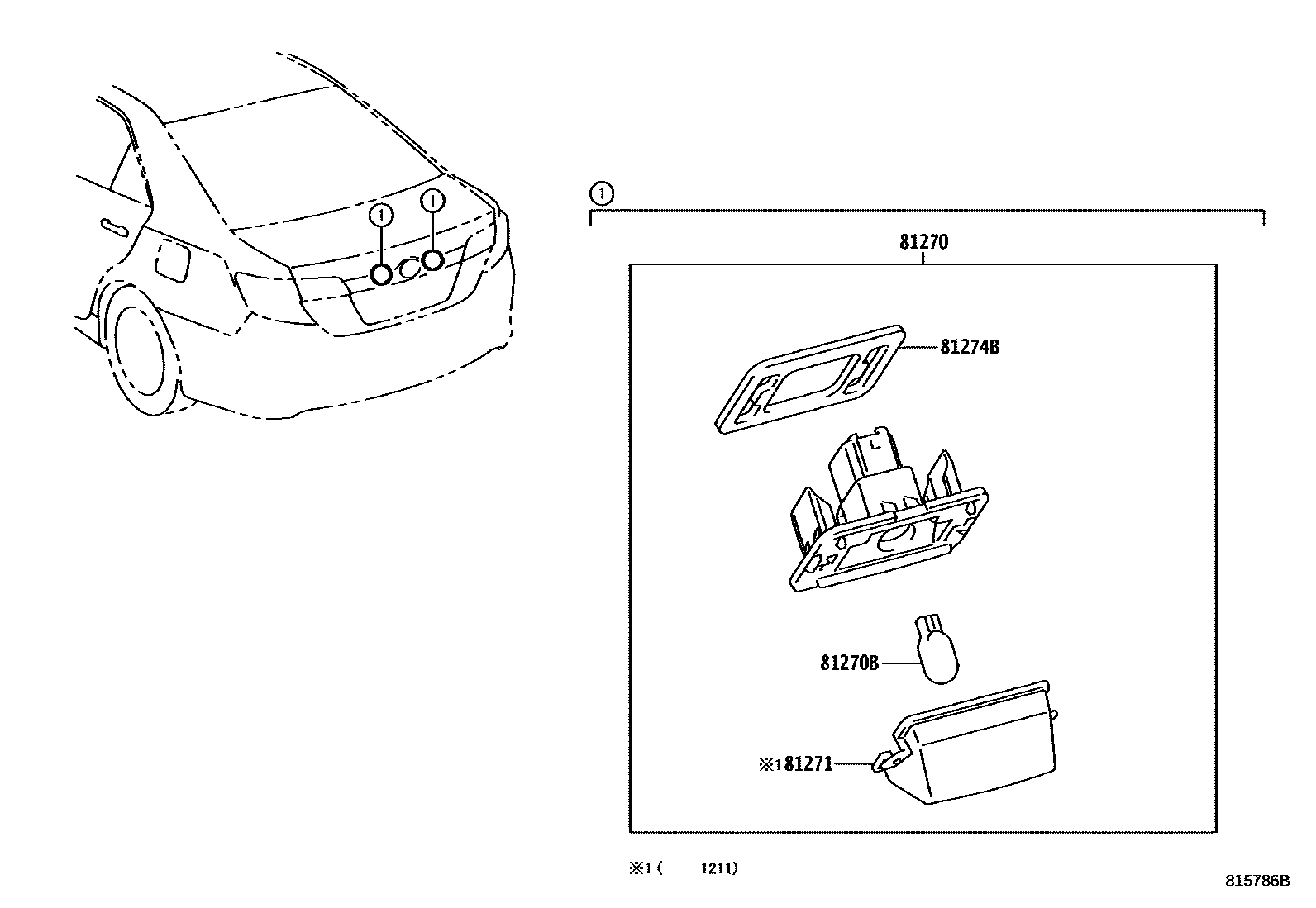 Toyota CAMRY 后牌照灯 EPC diagram — 815786B
