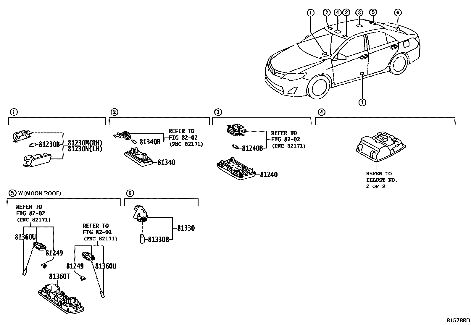 Toyota CAMRY 车内灯 EPC diagram — 815788D