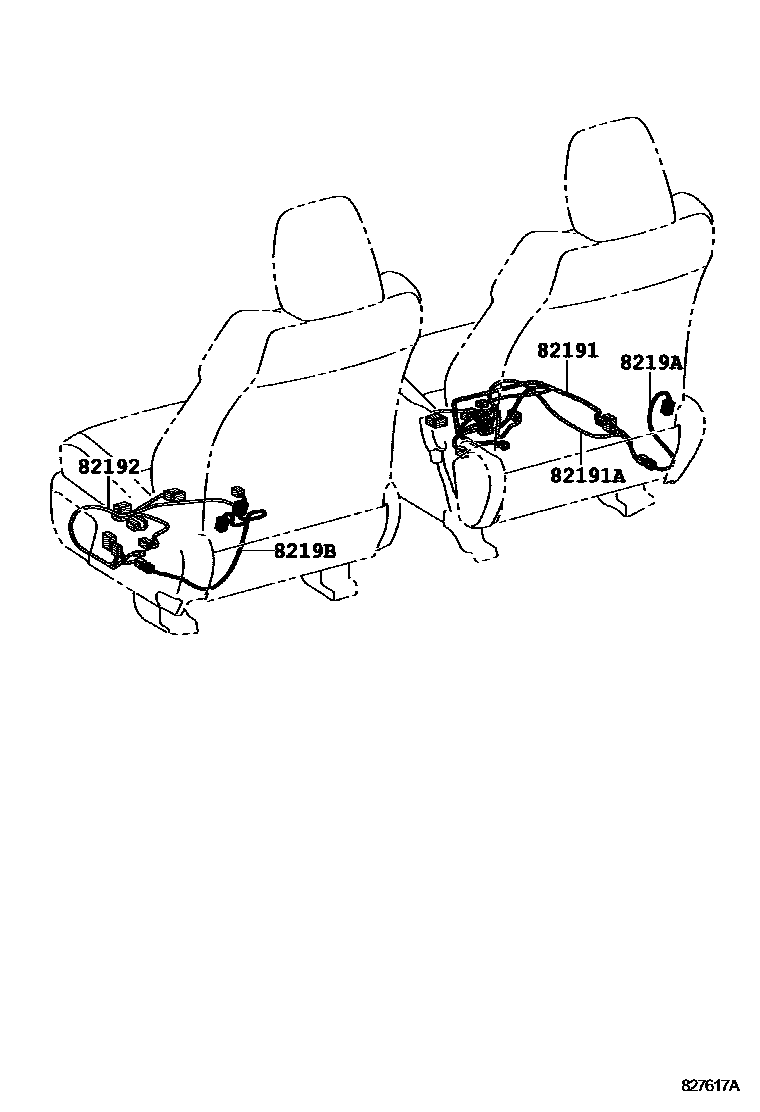 Toyota CAMRY 线束和卡夹 EPC diagram — 827617A